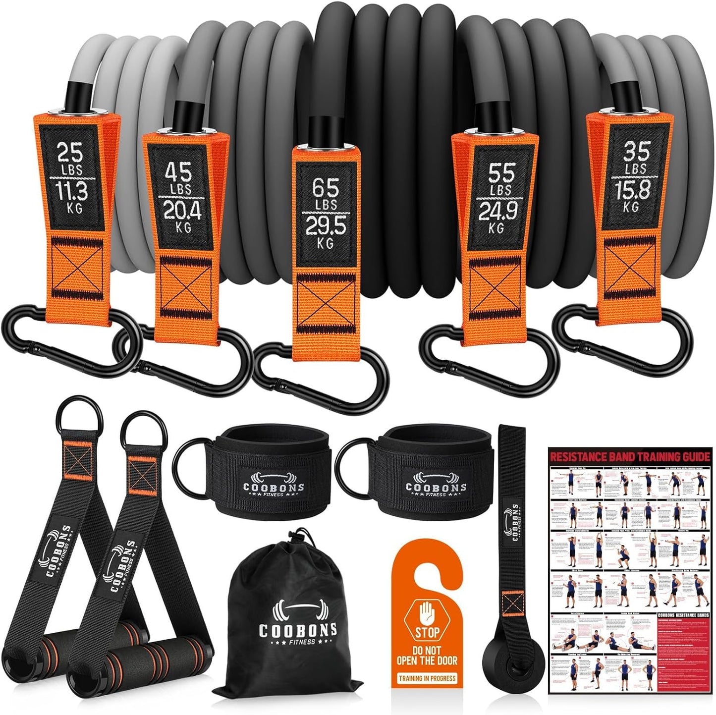 Resistance Bands with Handles, 175lb Exercise Bands for Fitness