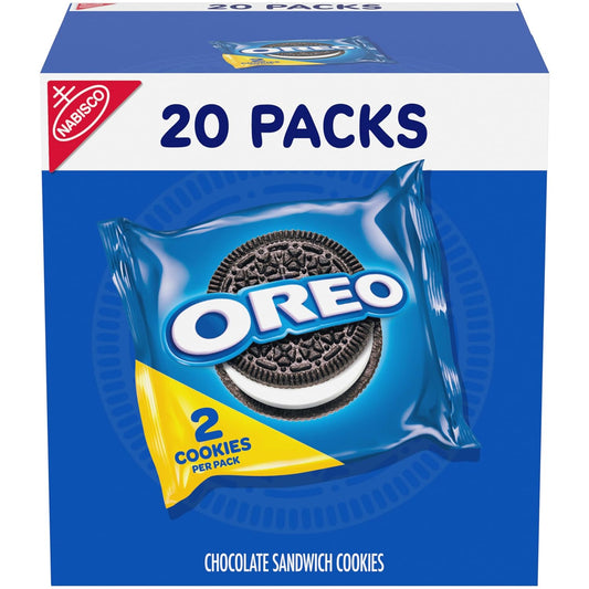 OREO Chocolate Sandwich Cookies, 20 snack packs, 2 cookies per pack, kosher chocolate