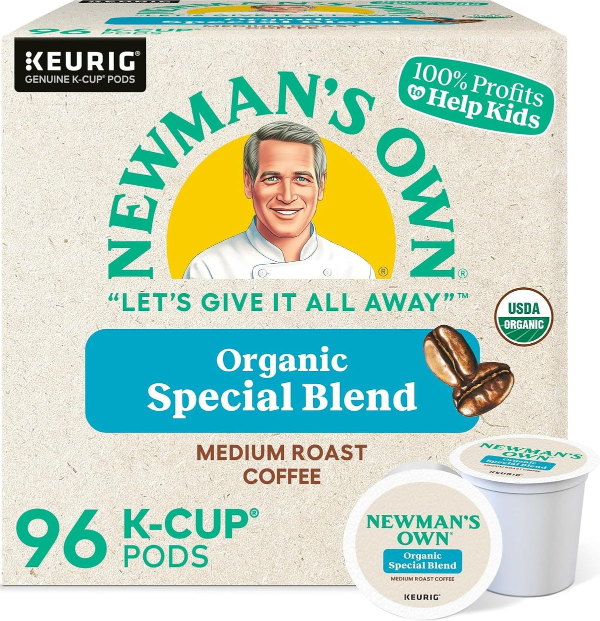 Newman's Own Organics Special Blend Keurig Single-Serve K-Cup Pods, 96 Count, Medium Roast Coffee