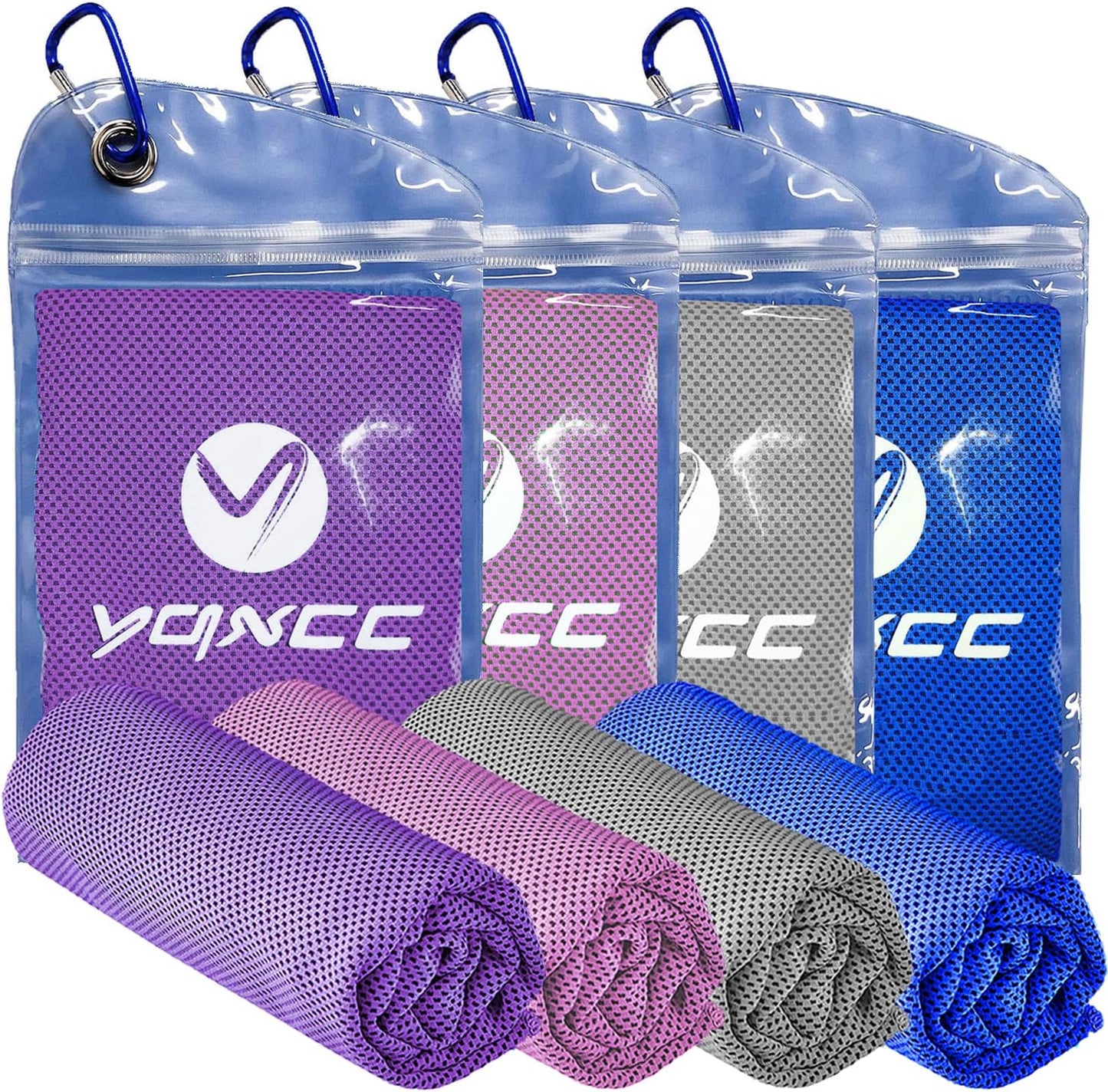 YQXCC Cooling Towels | 4 Pack 47"x12" | Instant Chilling for Workout, Sports & More