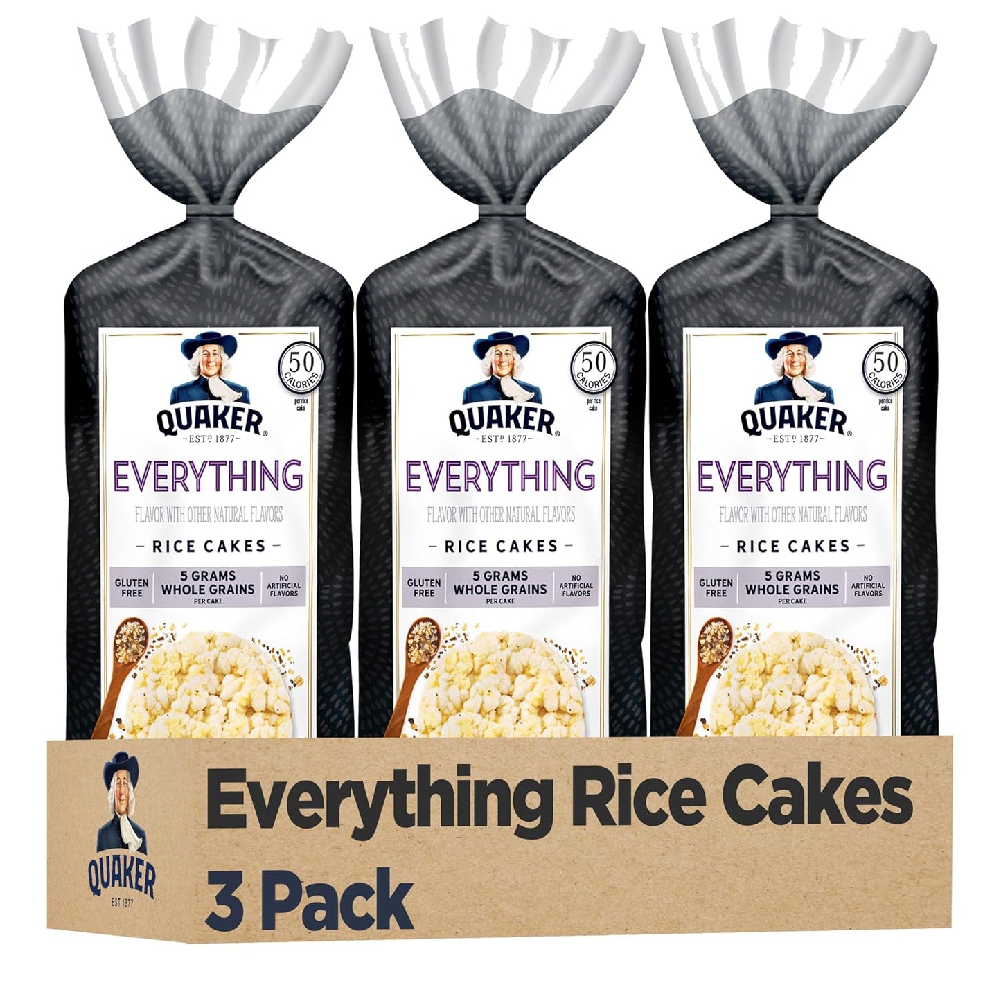 Quaker Large Rice Cakes, Chocolate, 7.23 oz Bags, 3 Pack, Gluten Free, Whole Grain