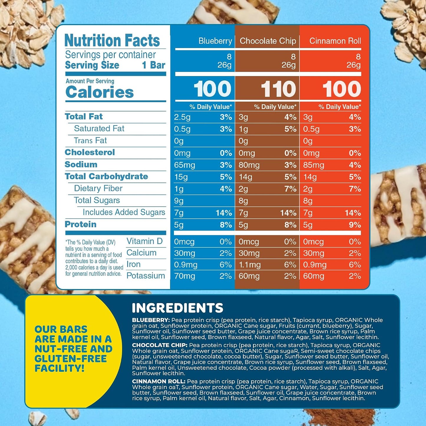 Blake's Seed Based Breakfast Bars Variety Pack 24 Count Gluten Free Nut Free Dairy Free Vegan