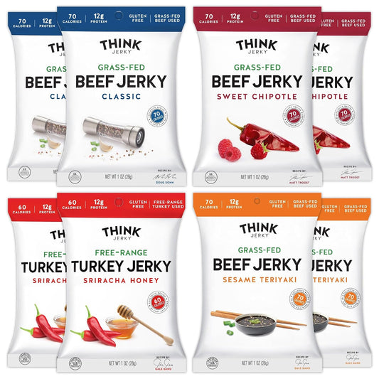Beef and Turkey Jerky Variety Pack, 8 Pack, 1.0 oz Bags, 2 of Each