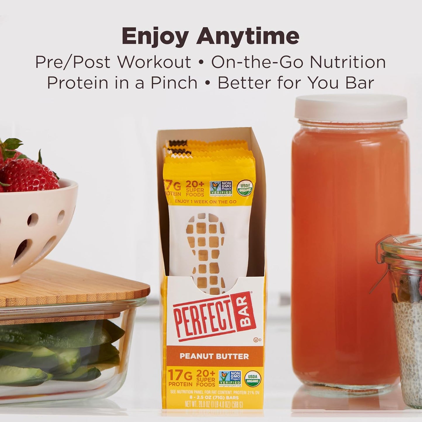 Perfect Bar Peanut Butter Protein Bars, Gluten Free, 10 Count, 2.5 Oz Each