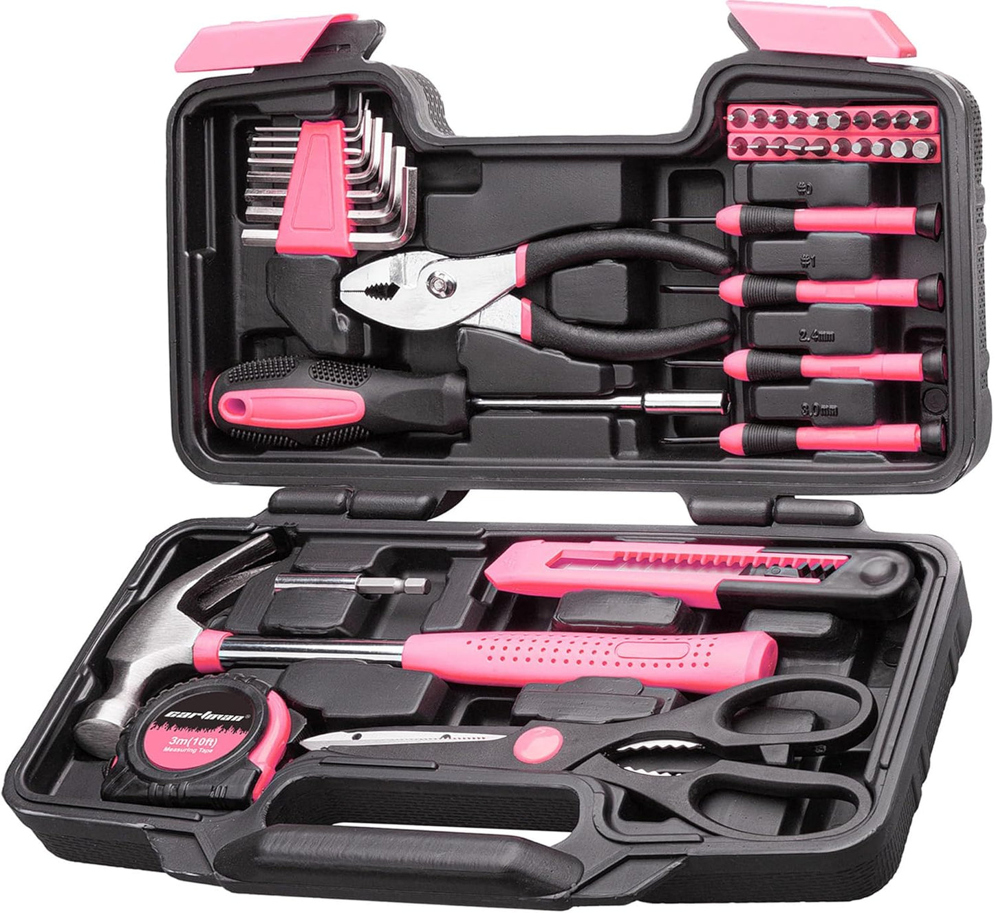 CARTMAN 39-Piece Household Tool Set, Orange Hand Kit With Storage Case | Complete assortment for home repairs, DIY projects, furniture setup, crafting, and daily household fixes in toolbox.