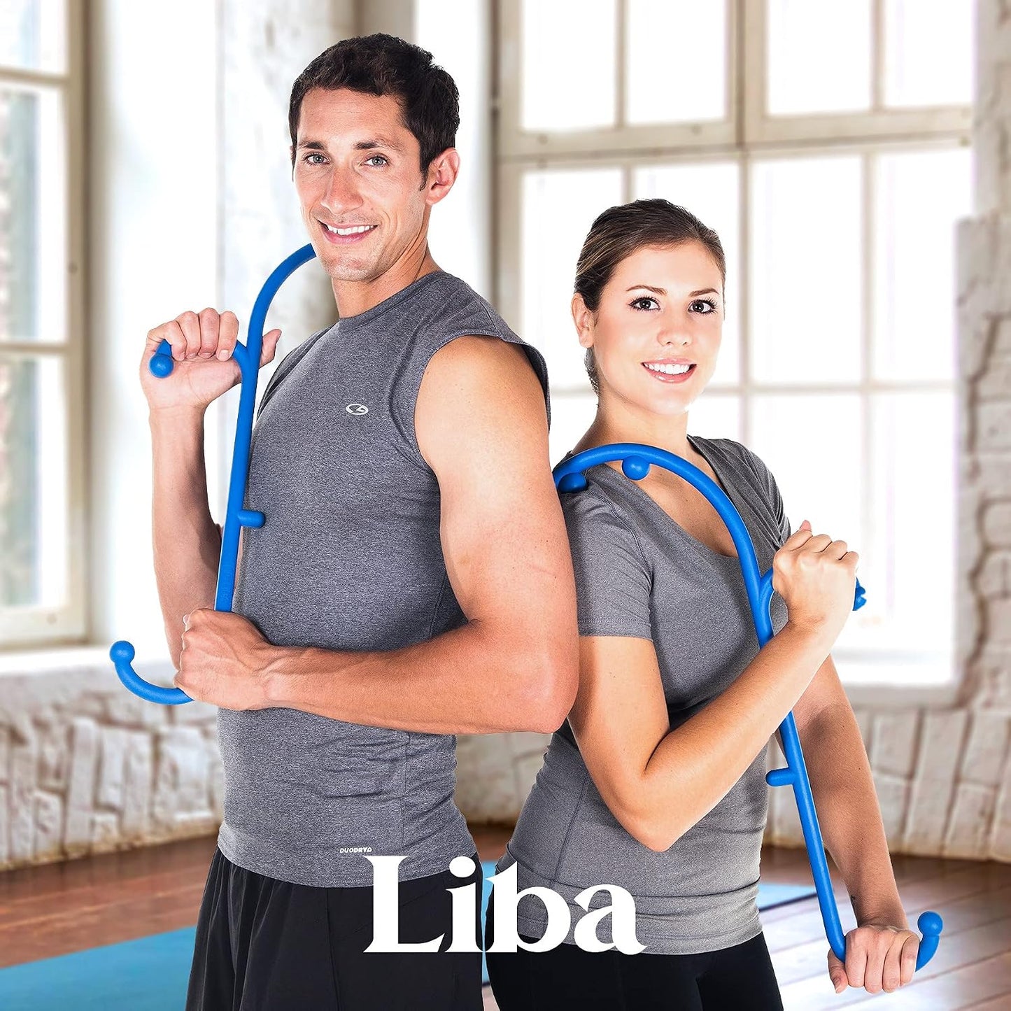 LiBa Blue Handheld Back Neck Shoulder Massager for Pain Relief