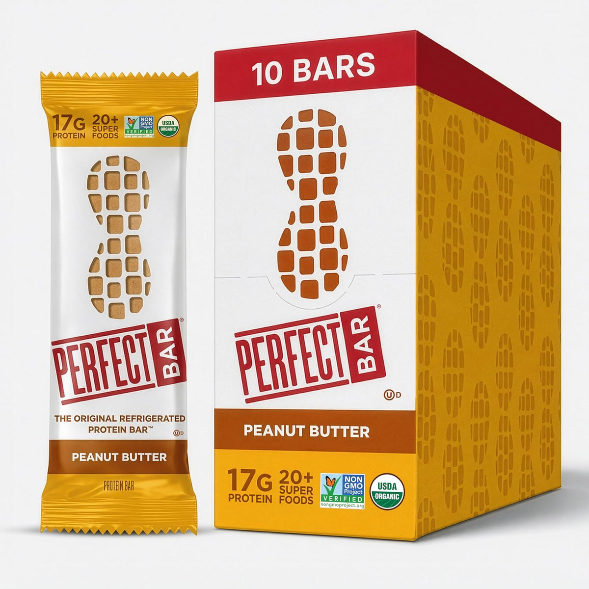 Perfect Bar Peanut Butter Protein Bars, Gluten Free, 10 Count, 2.5 Oz Each