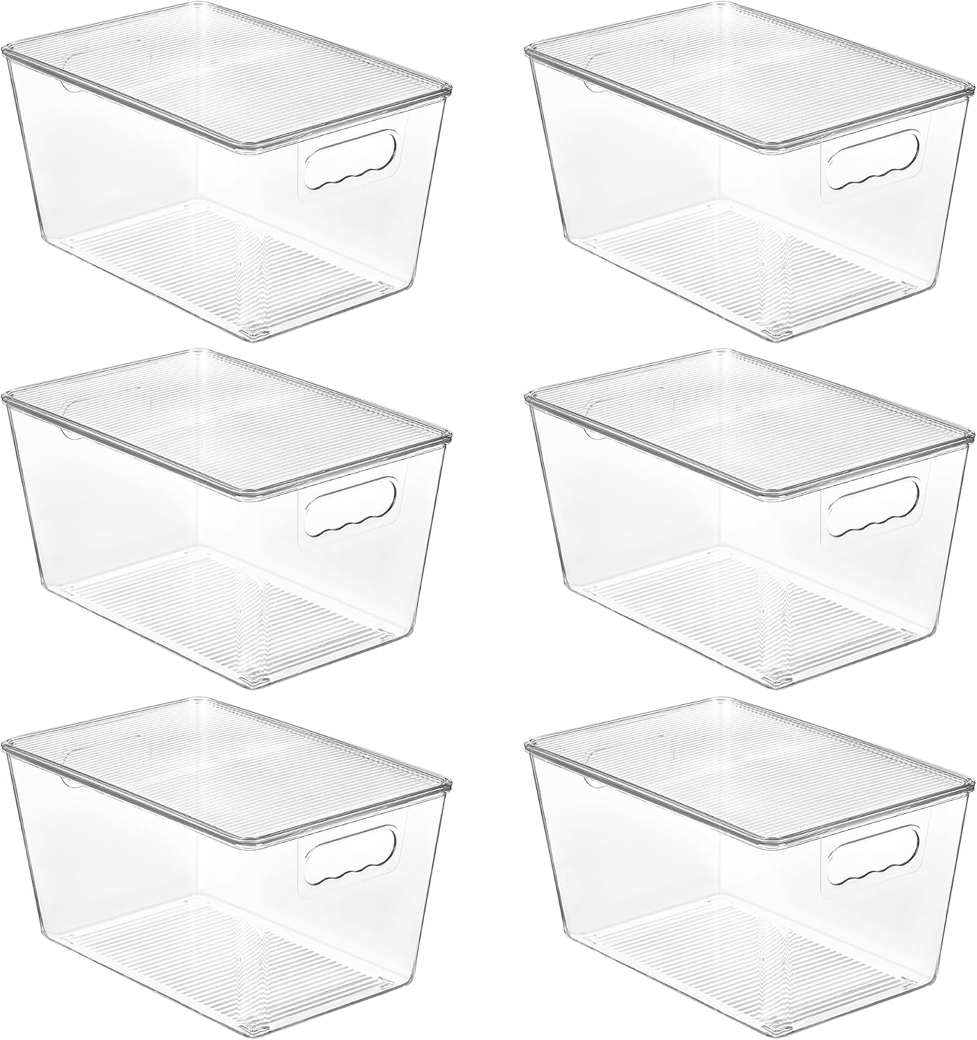 Vtopmart 6 Pack Clear Stackable Storage Bins with Lids, Large Plastic Containers with Handle for Pantry Organizer and Storage,Perfect for Bathroom,Cabinet,Kitchen,Fridge,Closet Organization