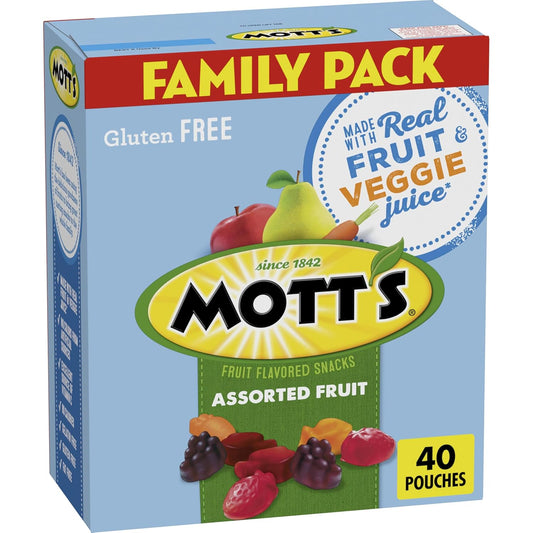 Mott's assorted fruit flavored snacks, gluten-free, family pack, 40-count, 32 oz