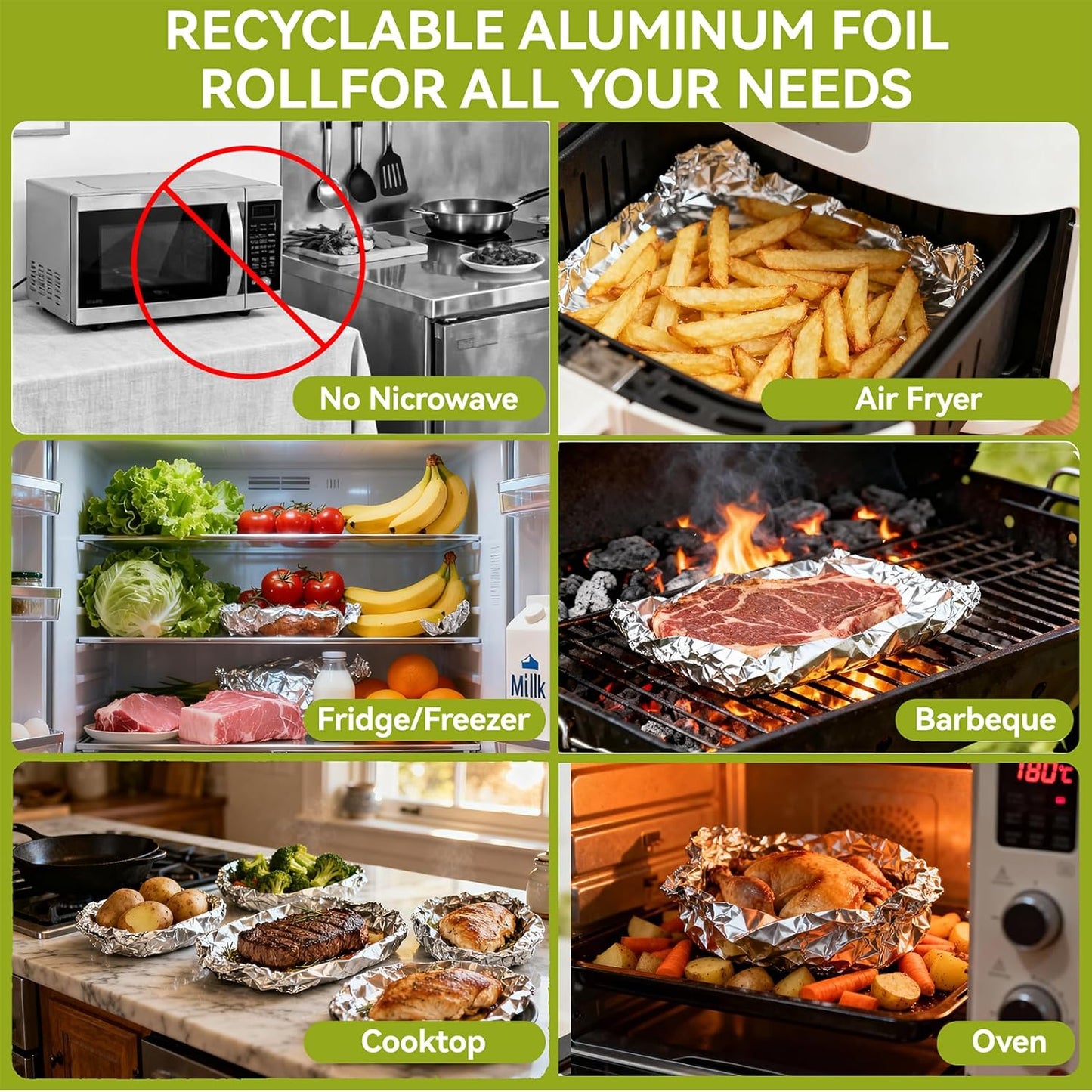 Aluminum Foil Roll, 12in x 350Sq Ft Aluminum Foil, Thick Strong Tin Foil with Cutter, Food Safe Cling Wrap for Cooking, Baking, Roasting, Grilling, Freezer Storage