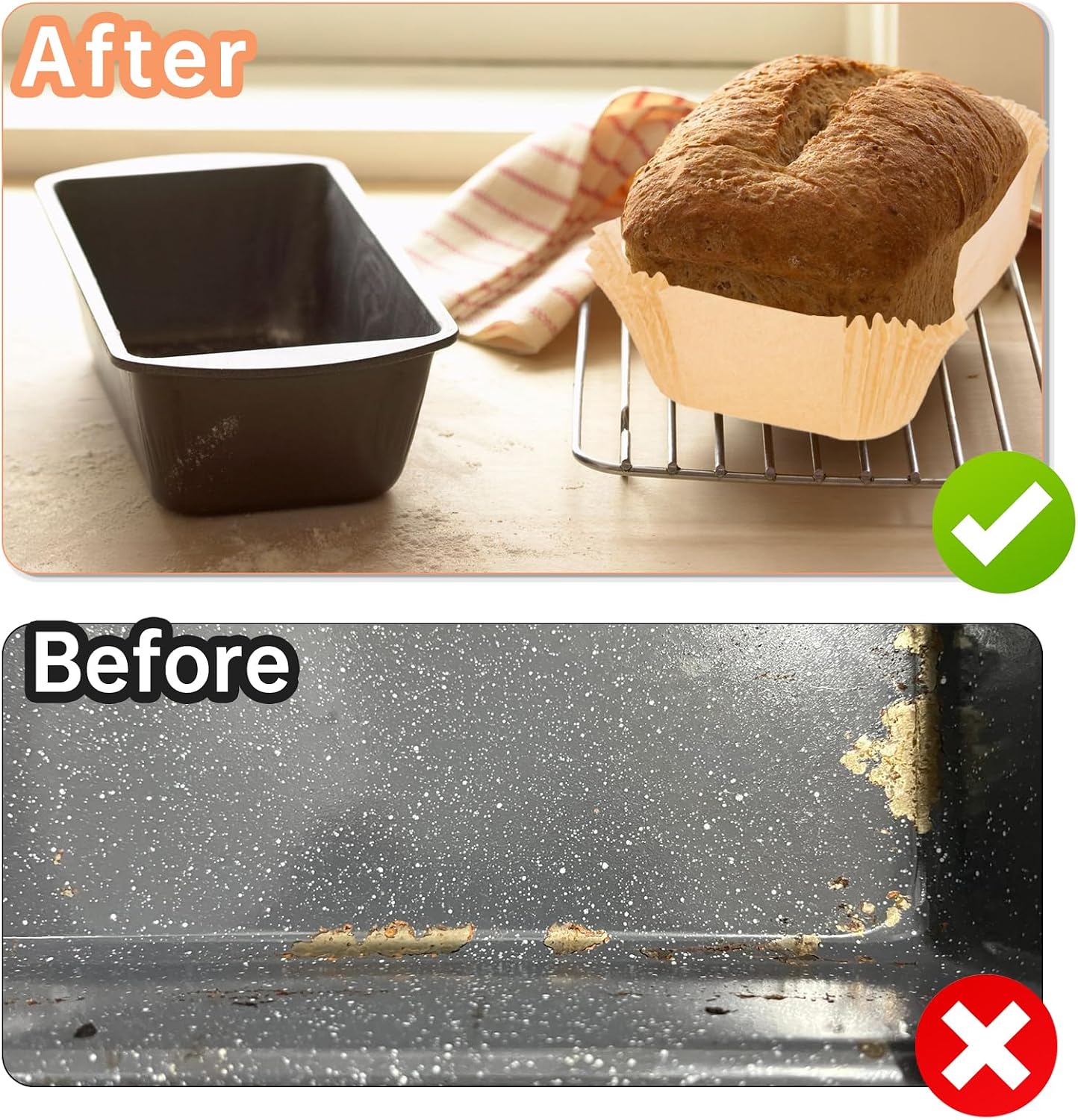 100 Pcs Loaf Pan Liners for Baking Bread 9x5 Inch, Non-Stick Pre Formed Parchment Paper for Bread Pan, Ideal Disposable Loaf Breads Liners for Baking Toast, Cakes, Banana Breads, Brown