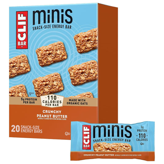 CLIF BAR Minis - Crunchy Peanut Butter - 20 Pack - 0.99 oz - Non-GMO - Plant Based
