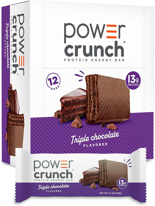 Power Crunch Triple Chocolate Protein Energy Wafer Bars, 12 Count, 1.4 Ounce Each
