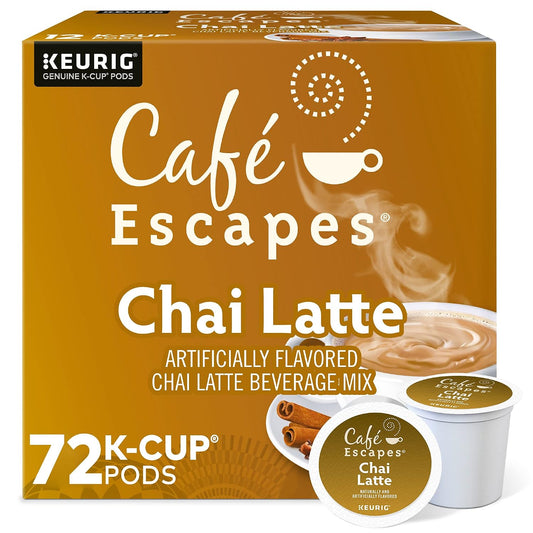 Cafe Escapes Chai Latte Keurig Single-Serve K-Cup Pods, 72 Count, Black Tea and Exotic Spices