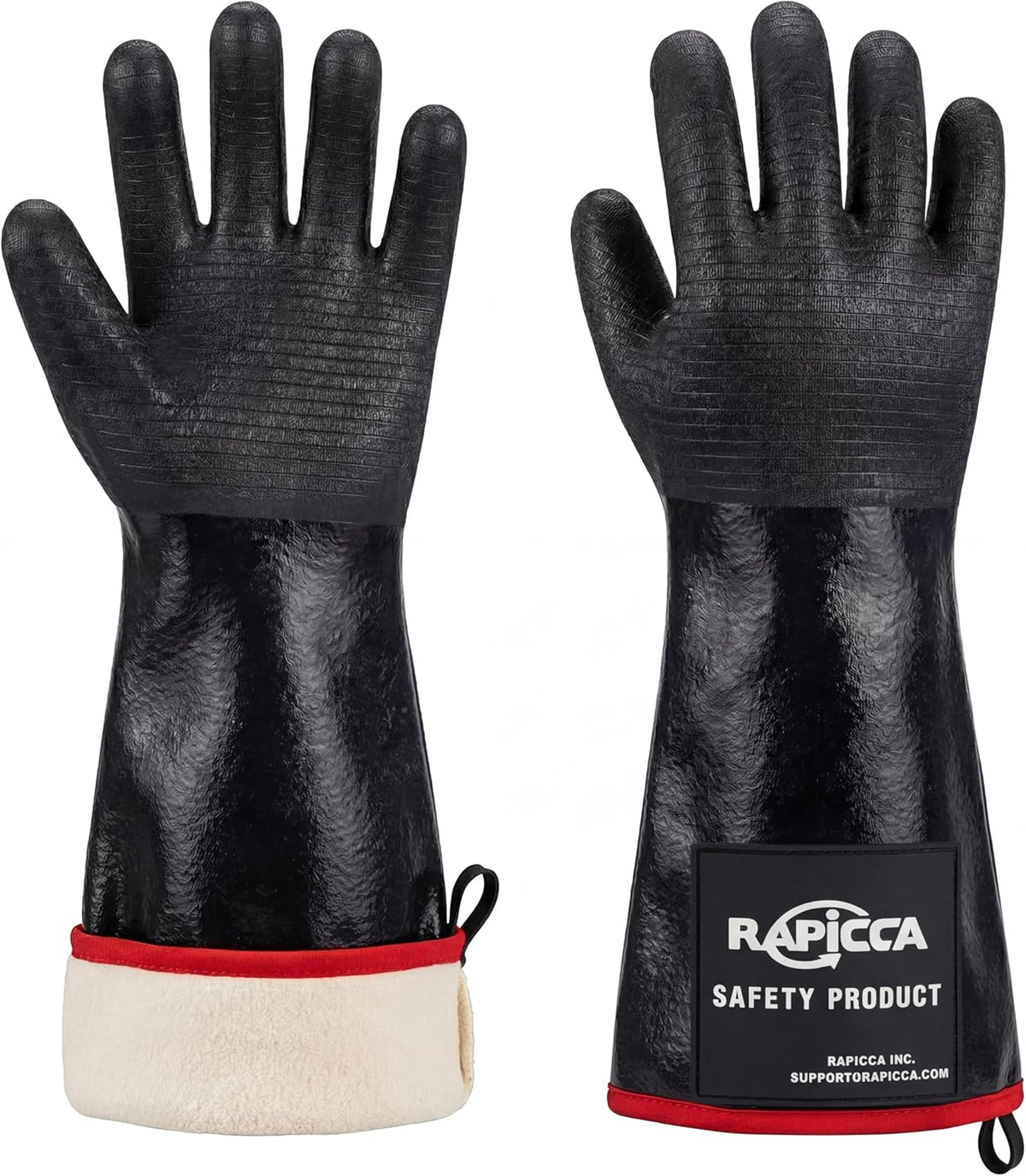 RAPICCA BBQ Grill Gloves, 932°F Heat Resistant Neoprene, 14 in XL | Oil Resistant & Waterproof, For Pitmaster - Smoking, Grilling, Cooking, Deep Frying Turkey, Handling Hot Greasy Meat
