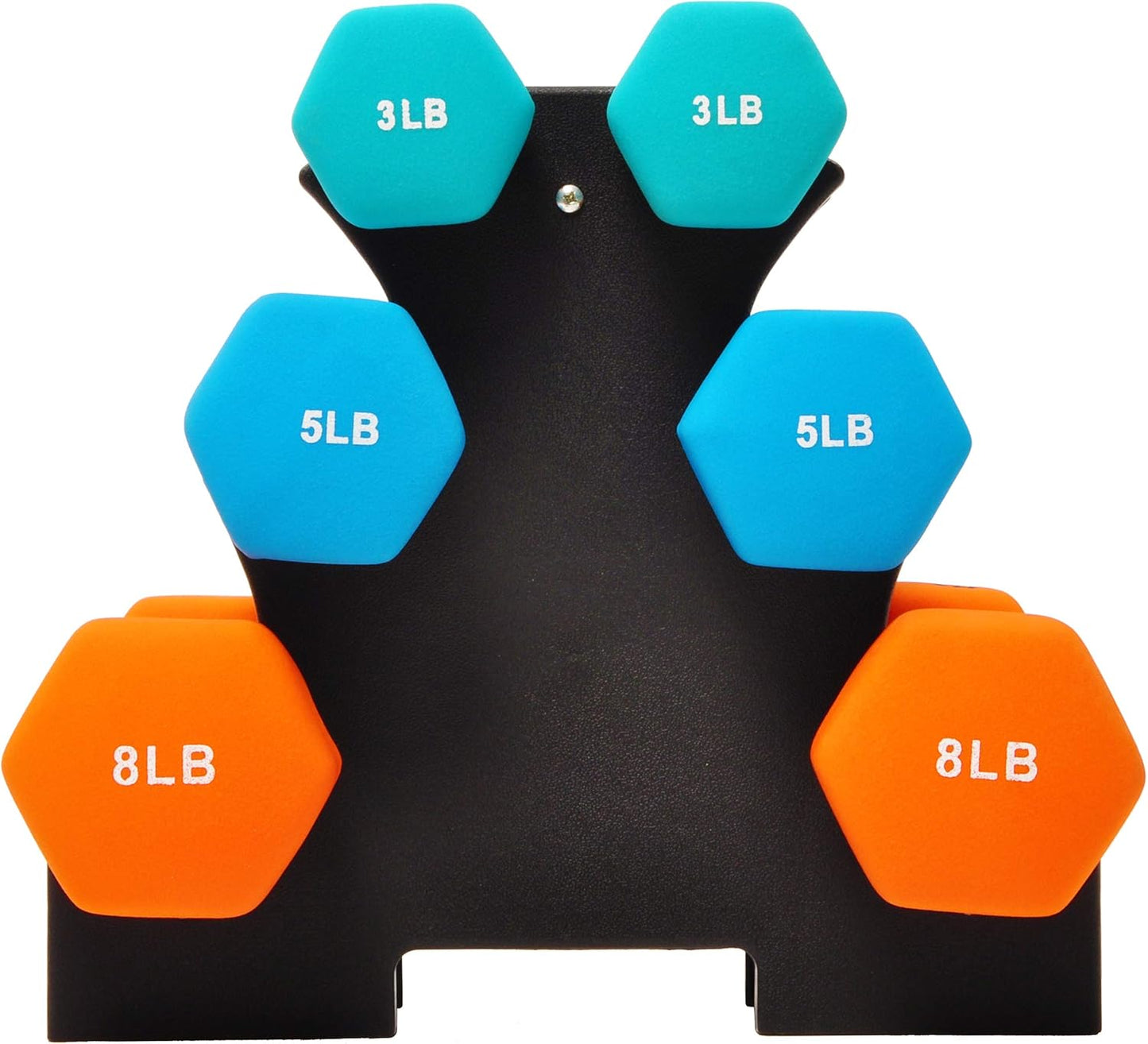 Fitvids Neoprene Dumbbell Hand Weights Set with Rack: 3/5/8 Pounds