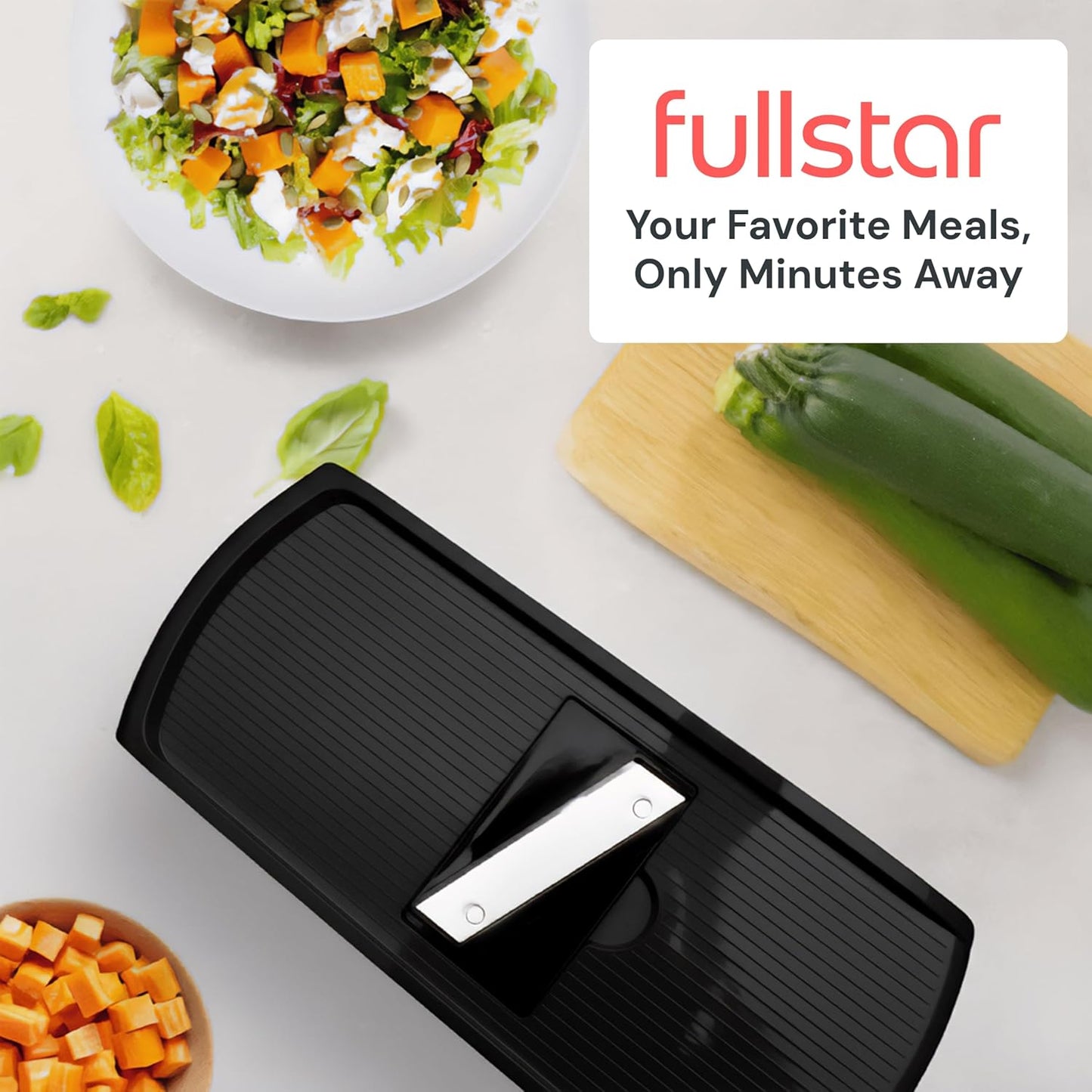 Fullstar Pro Original Vegetable Chopper & Mandoline Slicer Kitchen Gadget | 8 in 1 Veggie Slicer, Onion & Fruit Cutter with Sharp Stainless Steel Blades & Container, All-in-One Meal Prep Tool (Black)