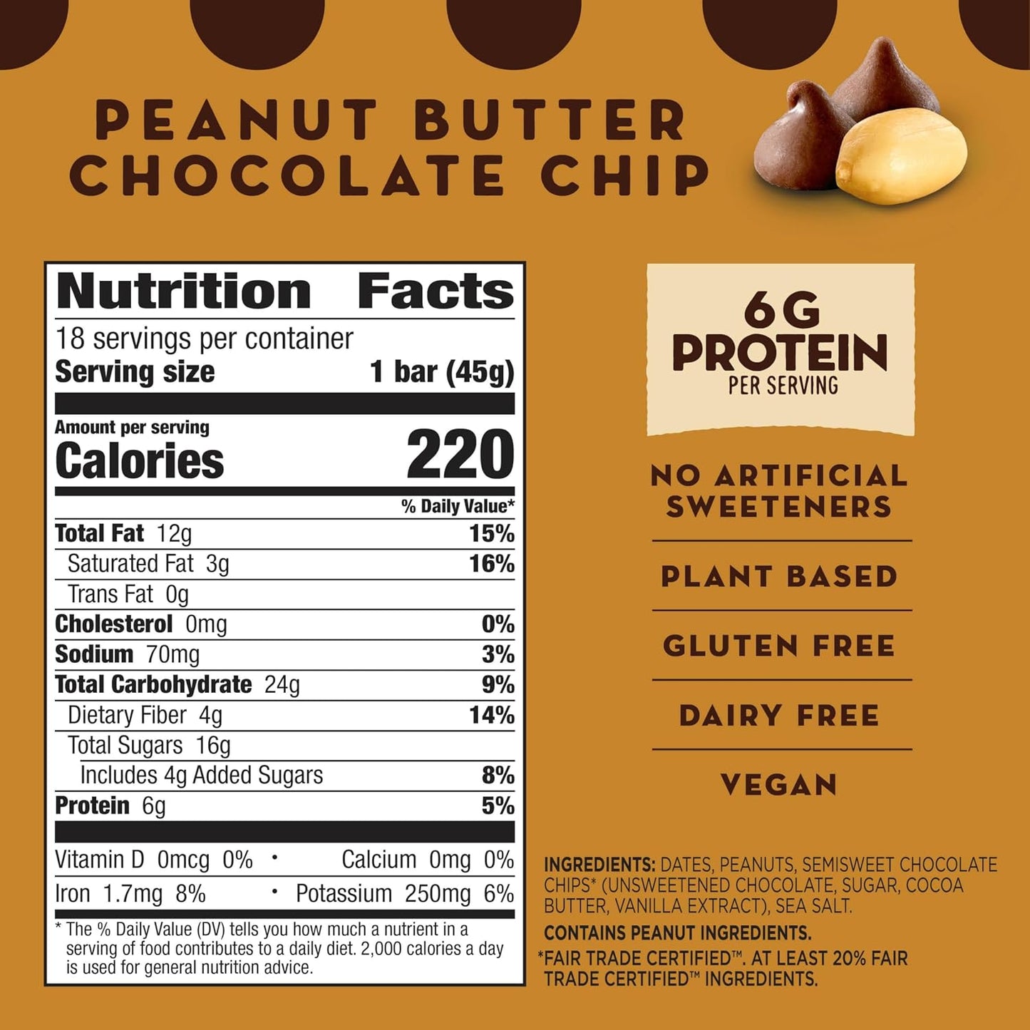 Larabar Peanut Butter Chocolate Chip Bars, 18 Count, 28.8 oz, Gluten Free and Vegan