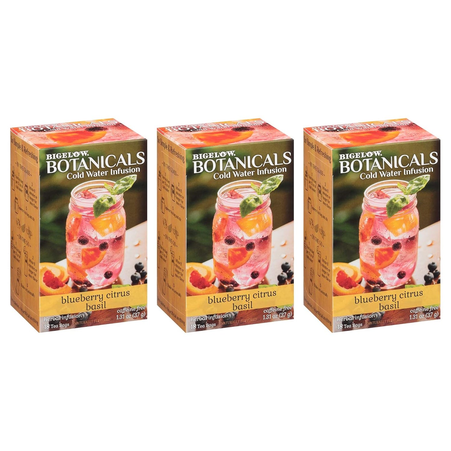 Bigelow Botanicals Cold Water Infusion Herbal Tea Variety Pack, 18 Count Box, 6 Pack
