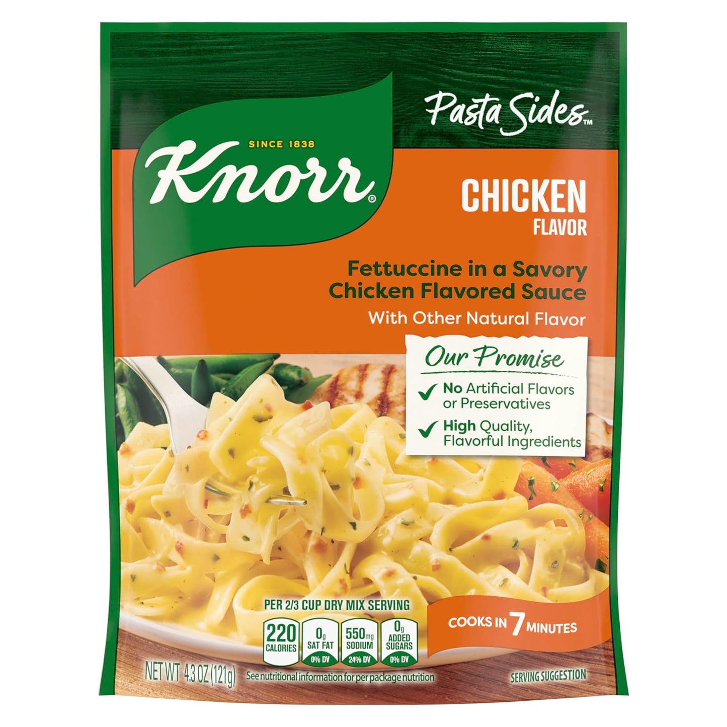 Knorr Pasta Sides Chicken Fettuccine - Quick Delicious Side Dish, 4.3 oz