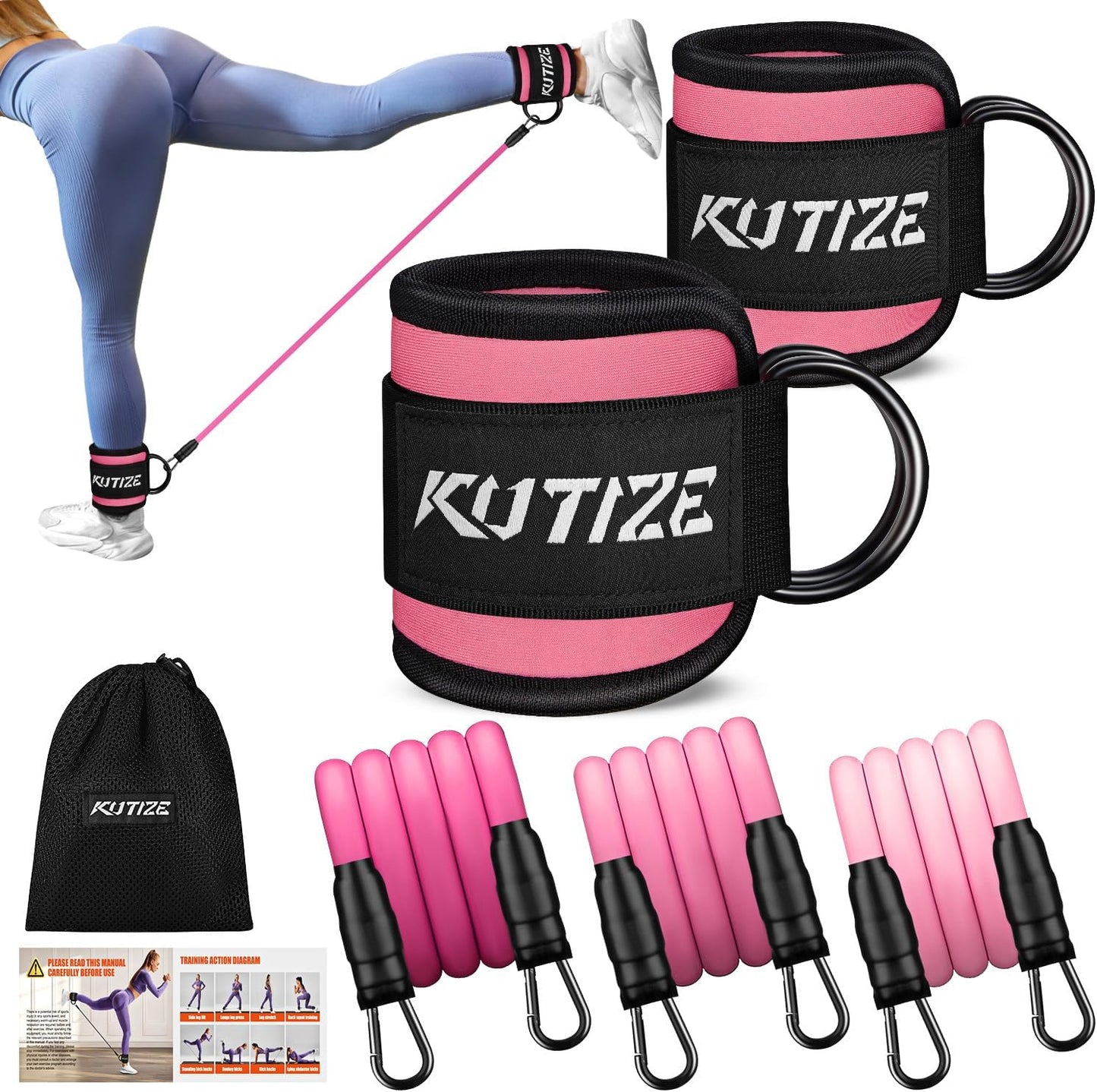 KUTIZE Adjustable Ankle Resistance Bands for Full-Body Workouts