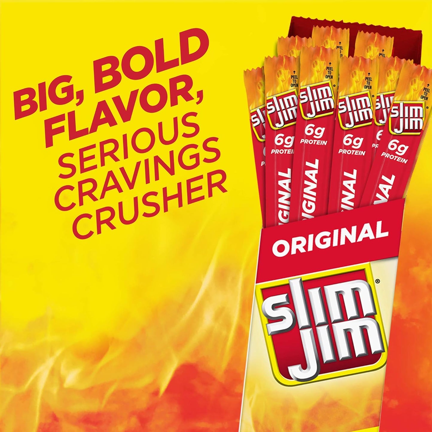 Slim Jim Original Flavor Giant Smoked Meat Sticks, 24 Count, 0.97 oz Each
