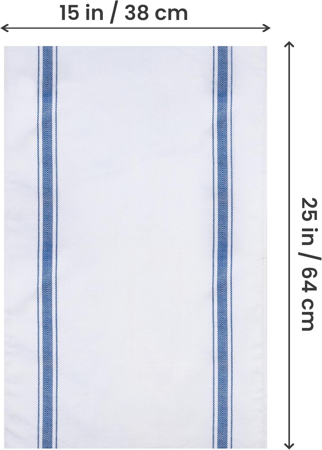 Towels Blue Dish Towels [12 Pack - 15 x 25 Inches] 100% Ring Spun Cotton Highly Absorbent & Reusable Cleaning Bar, Tea, Kitchen and Dishcloths Set - 200 GSM