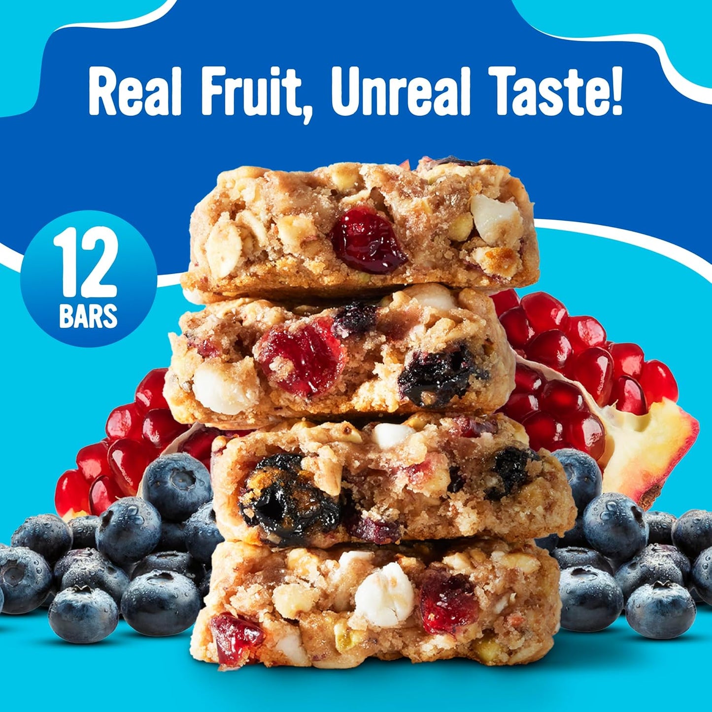 Soft Baked Granola Bars with Blueberry Pomegranate Flavor, 12 Count, Nut and Dairy Free