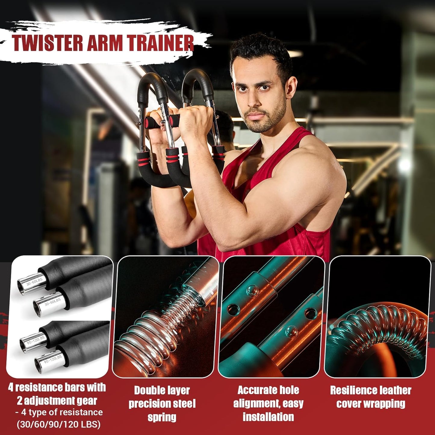 Adjustable Twister Arm Trainer, 30-120 lbs Resistance for Upper Body Workout