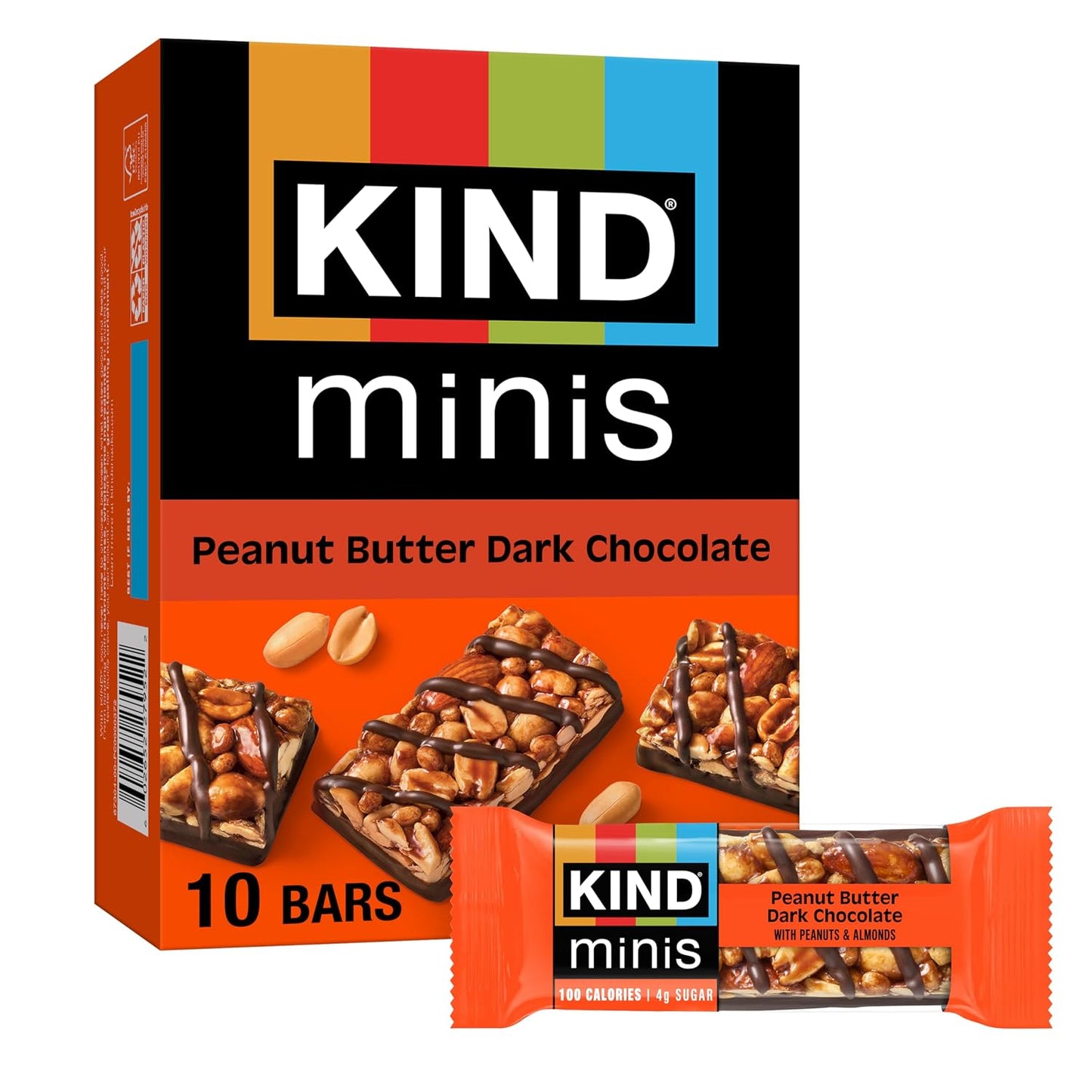KIND Mini Snack Bars, Dark Chocolate Nuts & Sea Salt, 10 Count, Gluten Free, Low Sugar, Low Calorie