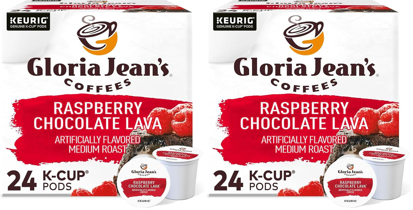 Gloria Jean's Coffees Raspberry Chocolate Lava Single-Serve Keurig K-Cup Pods Flavored Medium Roast Coffee 24 Count