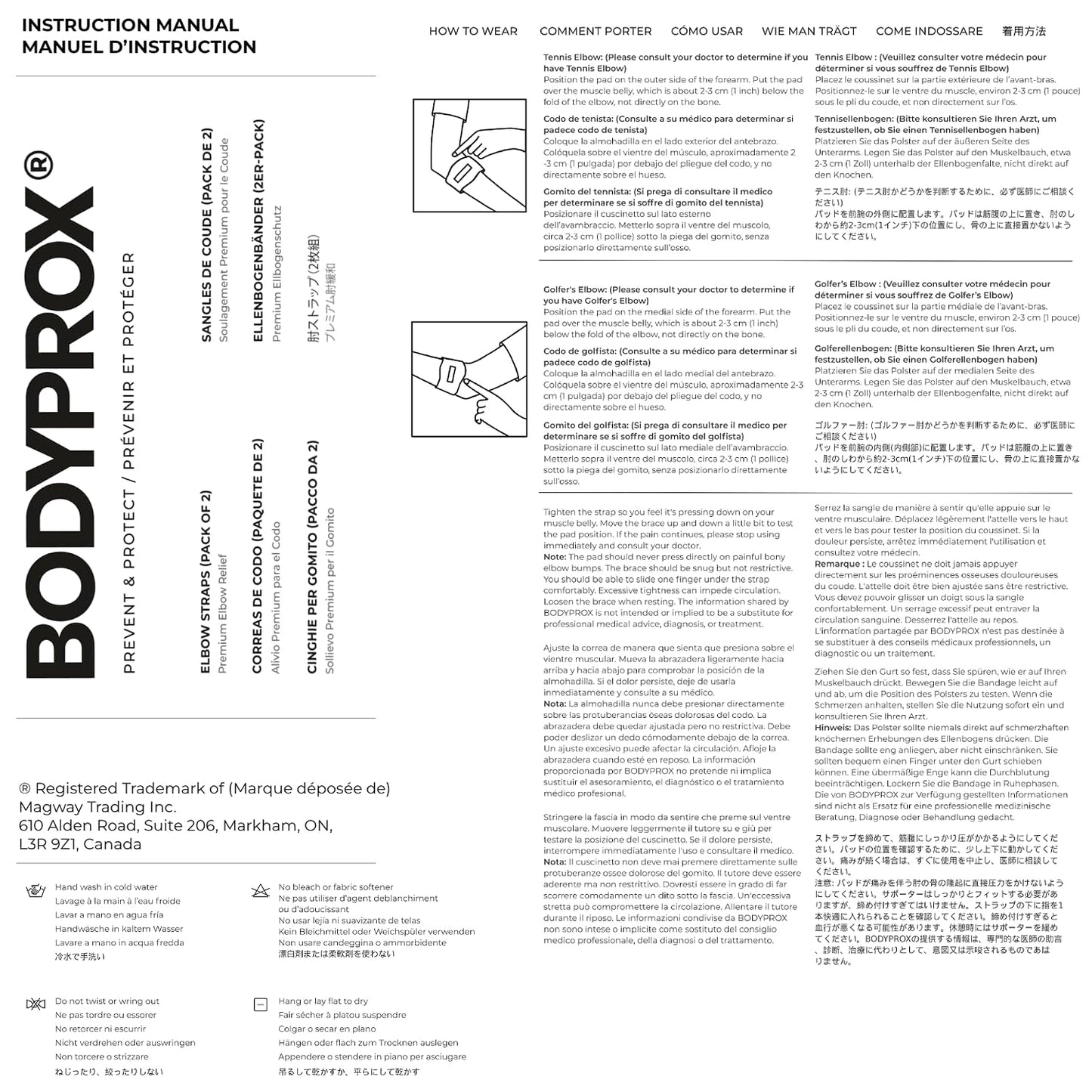Bodyprox Elbow Brace 2 Pack for Tennis and Golfer's Elbow Pain Relief