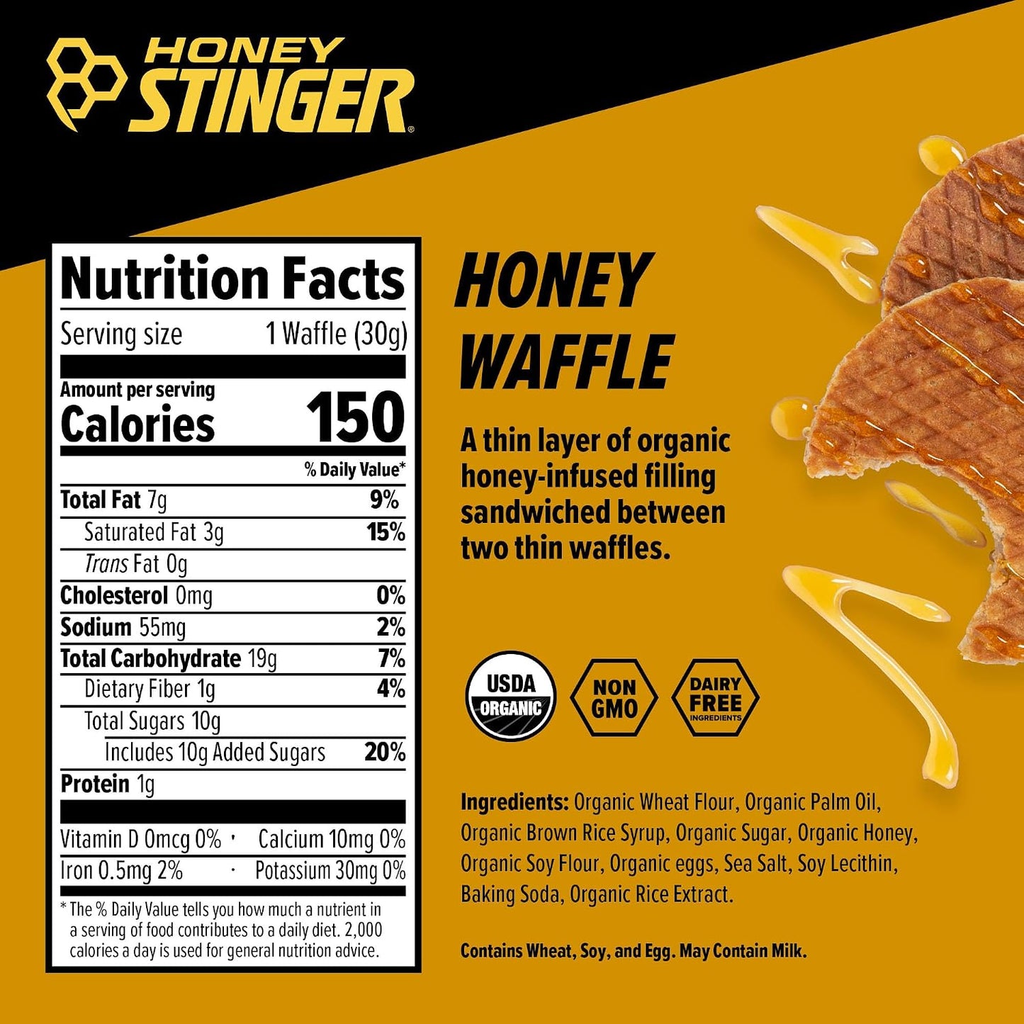 Organic Honey Waffle Energy Stroopwafel for Exercise and Performance