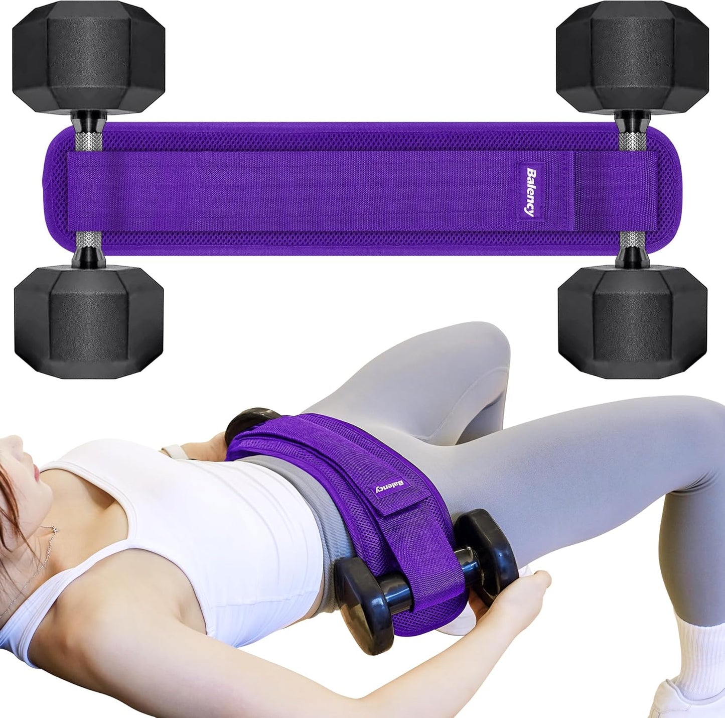 Balency Hip Thrust Belt, Dumbbell and Kettlebell Compatible, Slip-Resistant Padding for Gym or Home Workouts