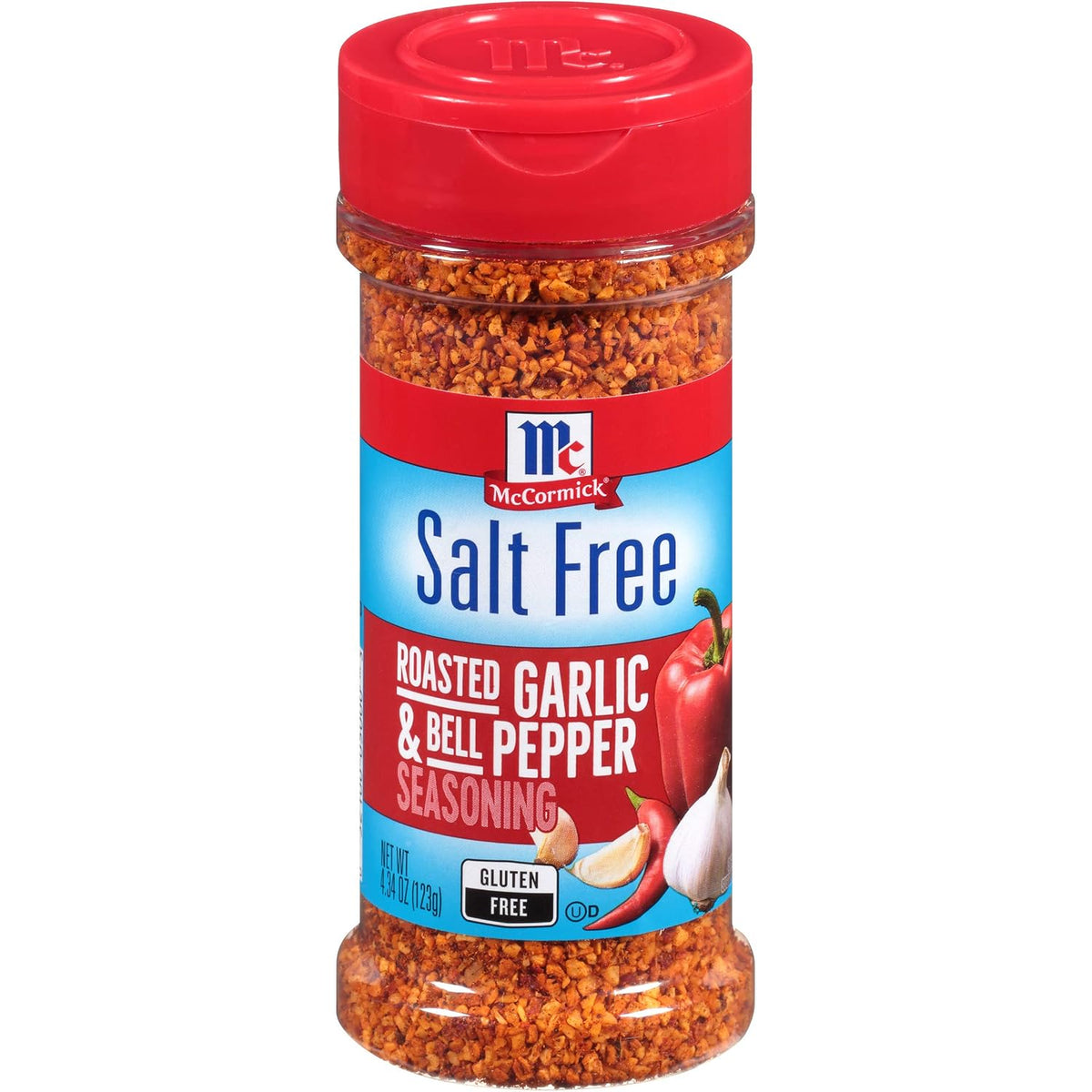 McCormick Salt-Free Roasted Garlic & Bell Pepper Seasoning, 4.34 oz, Flavorful Blend for Low-Sodium Meals