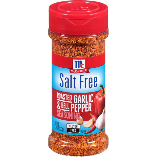 McCormick Salt-Free Roasted Garlic & Bell Pepper Seasoning, 4.34 oz, Flavorful Blend for Low-Sodium Meals