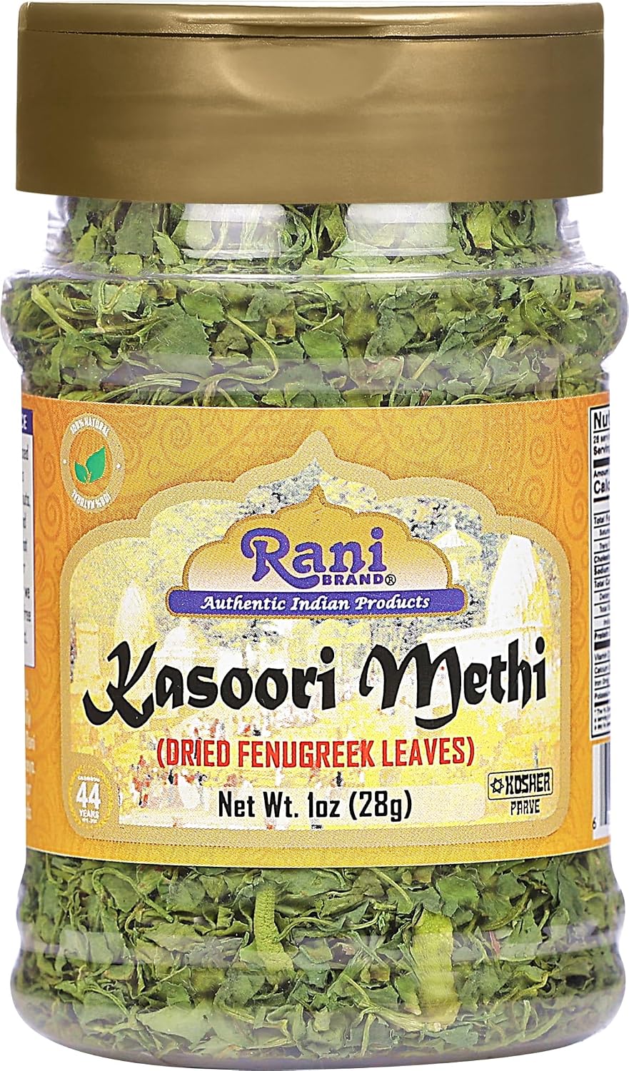Rani 100% Natural Kasoori Methi Dried Fenugreek Leaves 1oz (28g) PET Jar Vegan Gluten Friendly