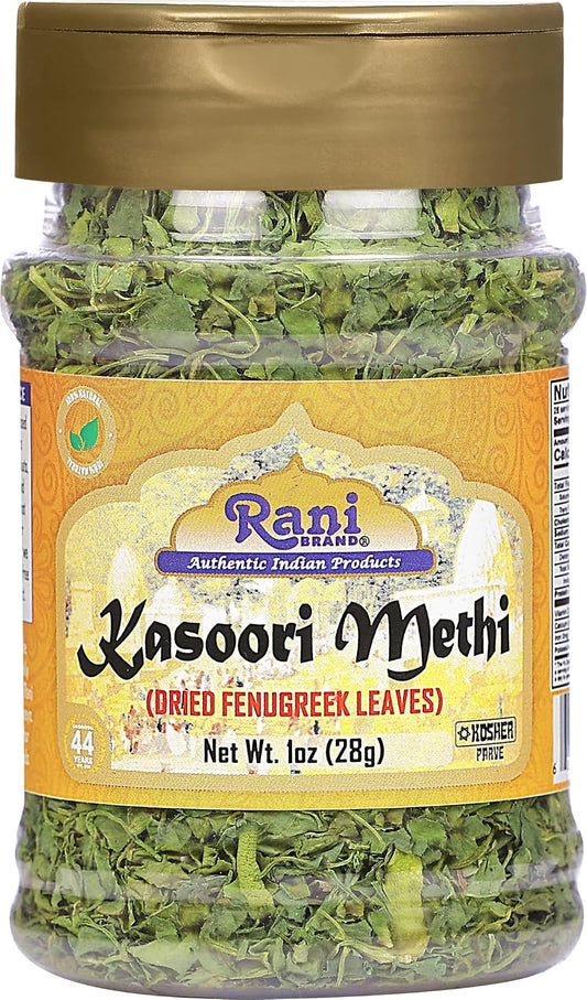 Rani 100% Natural Kasoori Methi Dried Fenugreek Leaves 1oz (28g) PET Jar Vegan Gluten Friendly