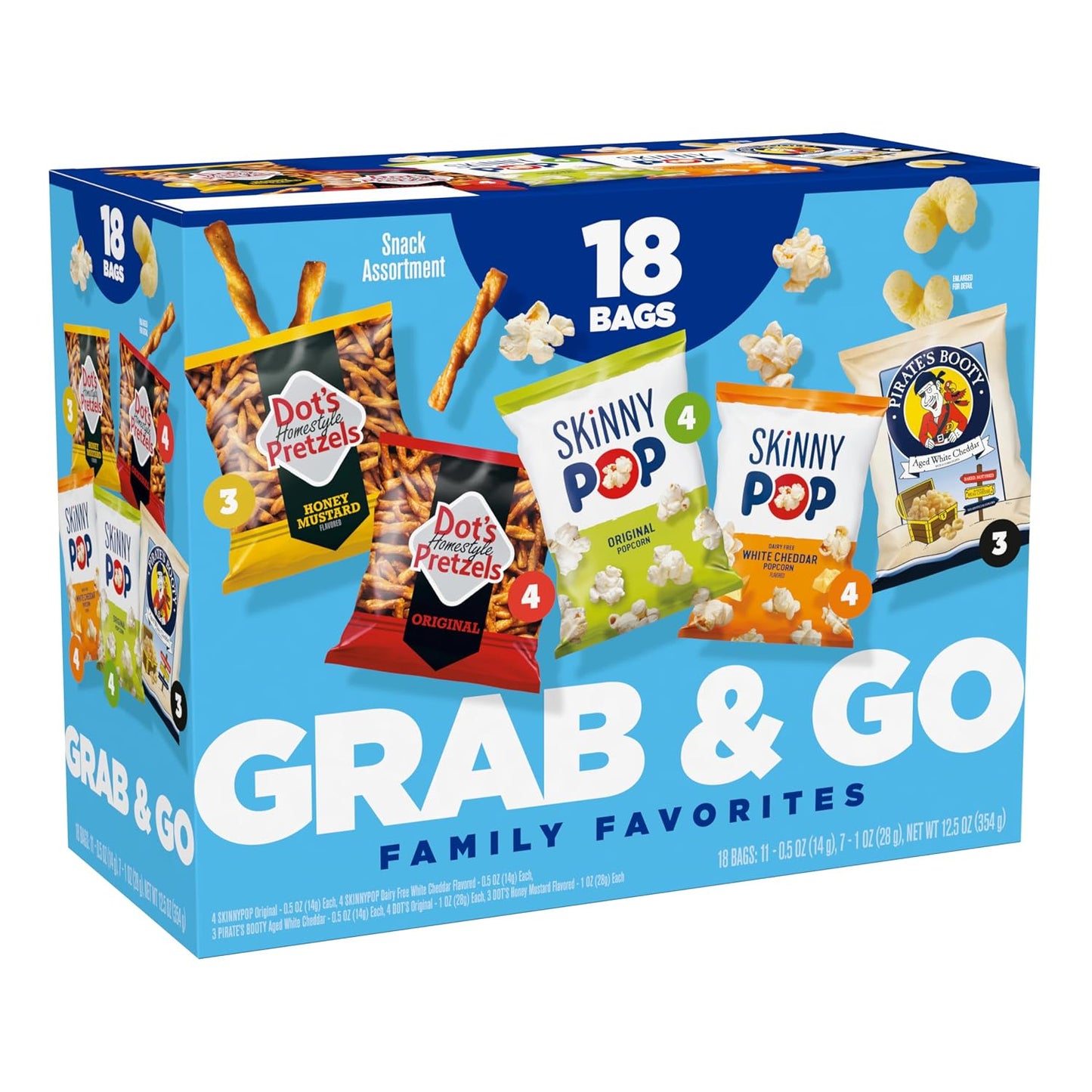 Family Favorites Variety Pack with Original and Dairy Free Popcorn and Pretzels