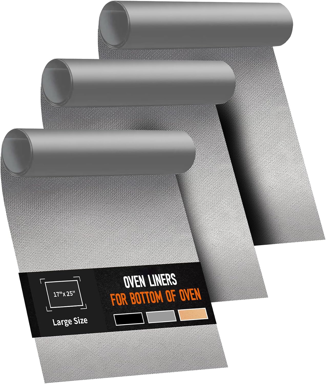 3 Pack Oven Liners for Bottom of Oven, 17x25" Large Heavy Duty Non-Stick Reusable Oven Mat for Electric, Gas, Toaster & Convection Ovens - BPA & PFOA Free, Dishwasher Safe, Kitchen Essentials, Black
