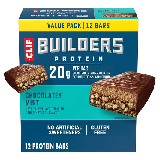 CLIF BUILDERS Chocolatey Mint Plant Based Protein Bars 20g Protein 12 Pack