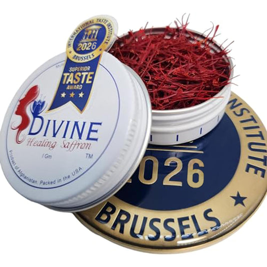 Divine Saffron Threads - Pure Red Saffron from Afghanistan - 1g - Award Winning for Cooking & Wellness
