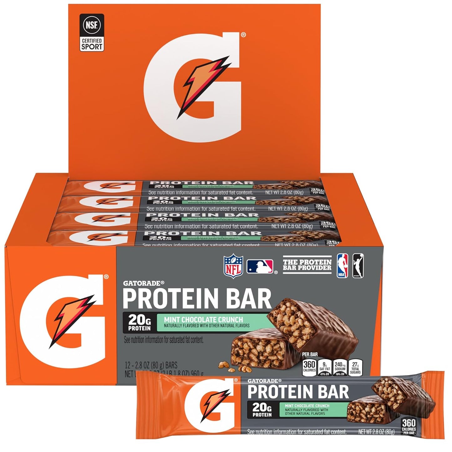 Gatorade Whey Protein Recover Bars, Chocolate Chip, 2.8 ounce, Pack of 12