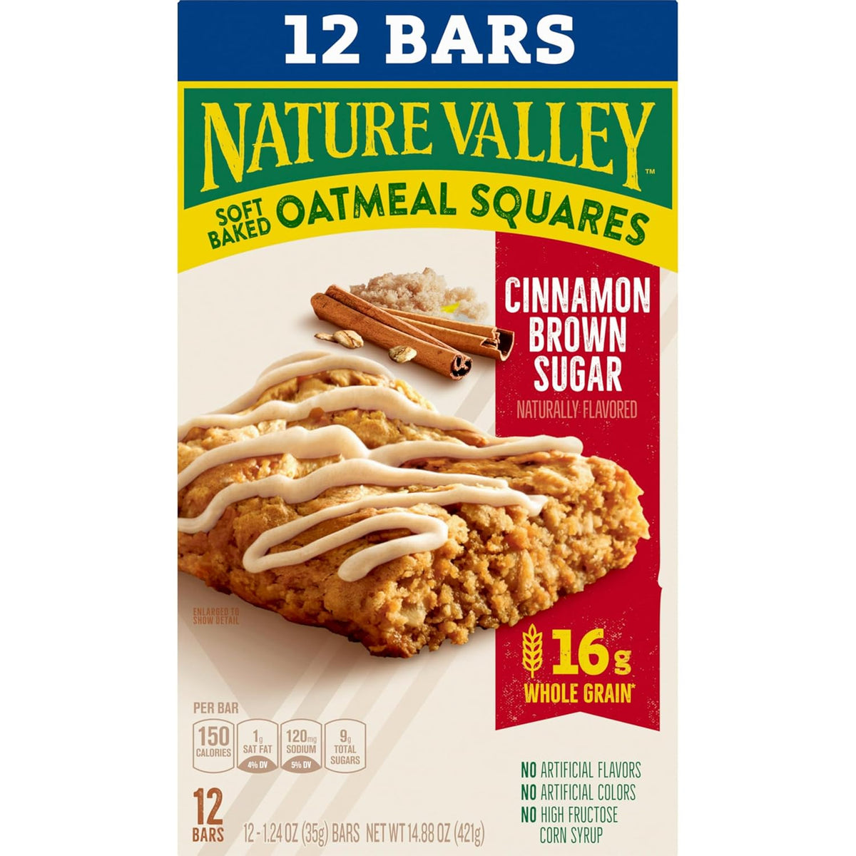 Nature Valley Soft Baked Oatmeal Squares Cinnamon Brown Sugar 12 Bars 14.88 oz