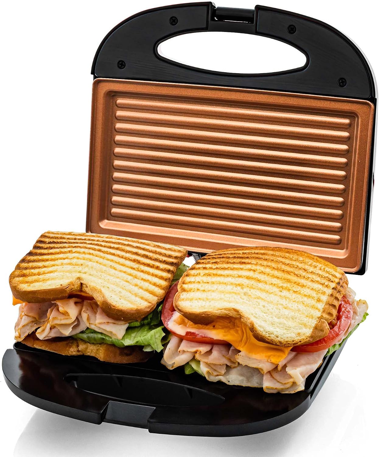 OVENTE Electric Sandwich Maker, 750W Non-Stick Plates, Black GPS401B | Perfect for Grilled Cheese, Tuna Melts, Omelets, French Toast, Breakfast Favorites, Light Meals, and Snacks
