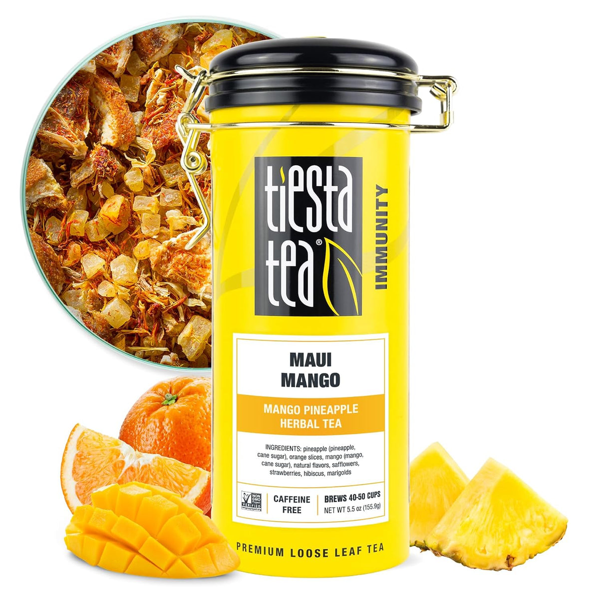 Maui Mango Loose Leaf Herbal Tea Blend for Hot or Iced Brewing