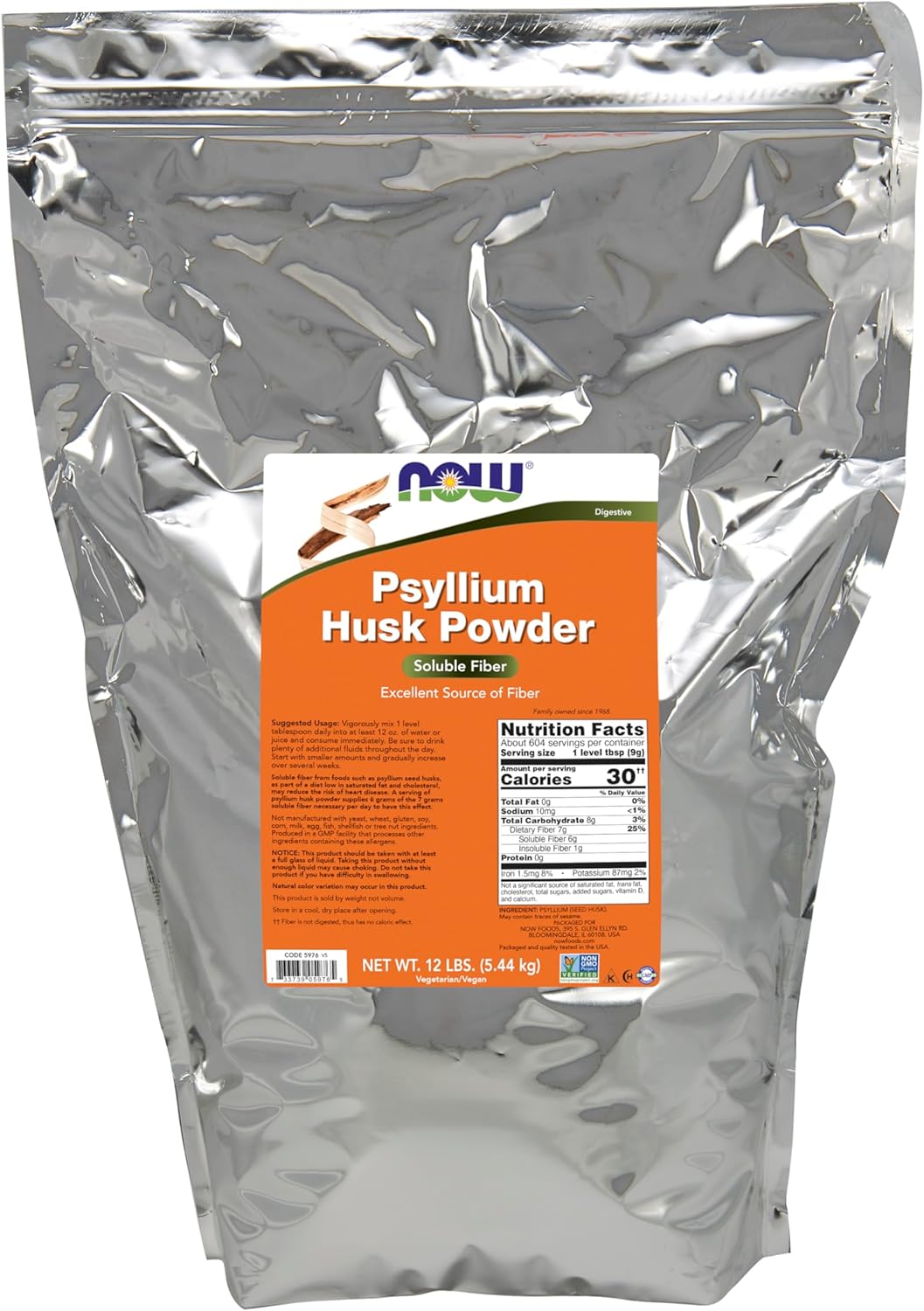 NOW Foods Supplements, Psyllium Husk Powder, Non-GMO Project Verified, Soluble Fiber, 24-Ounce