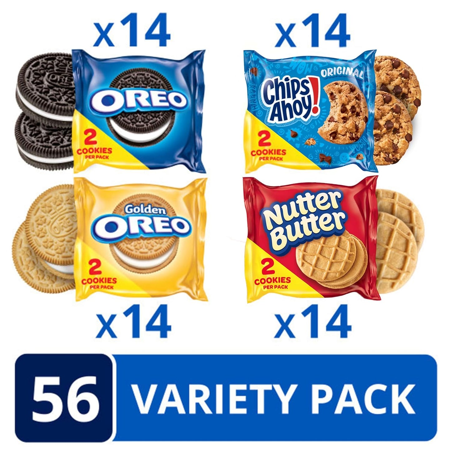 Bulk Cookie Variety Pack with OREO, CHIPS AHOY!, and Nutter Butter Snacks