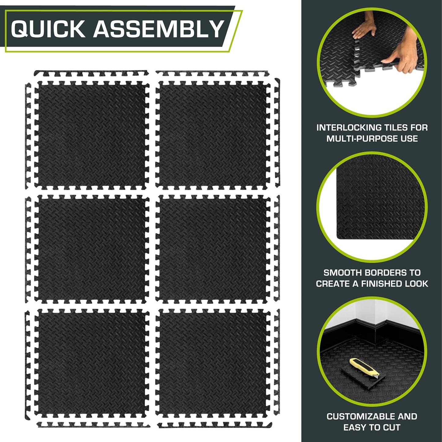 ProsourceFit ½ in EVA Interlocking Foam Tiles, 24 Sq Ft - 6 Tiles