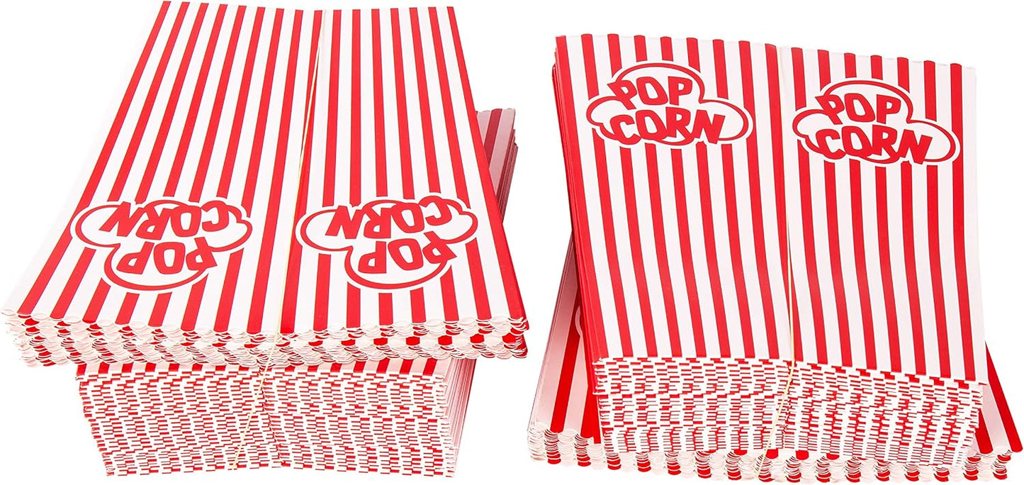 Popcorn containers for home movie theater use, 100 pack, striped white and red paper